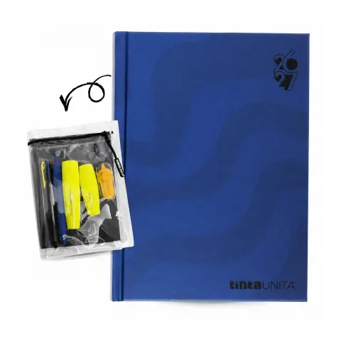 Tinta Unita Plain Diario 12 Mesi Con Cover E Accessori Blu