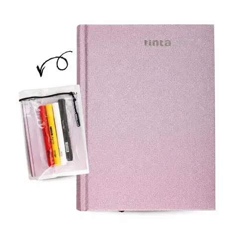 Tinta Unita Diario 16 Mesi Con Cover E Accessori Rosa Glitter