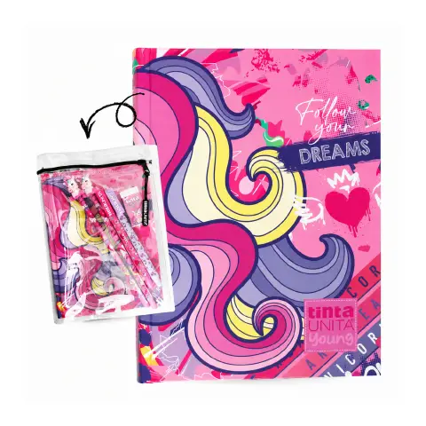 Tinta Unita Young Girl Diario 12 Mesi Con Cover E Accessori Unicorni
