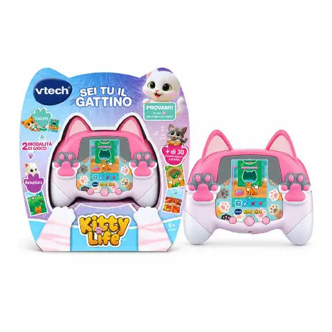 Kidipet - Kitty Life - Rosa Console Tascabile Gattino Virtuale 30+ Attività