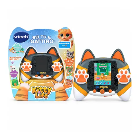 Kidipet - Kitty Life - Grigio Console Tascabile Gattino Virtuale 30+ Attività