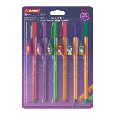 Stabilo Point 88 + Pen 68 K Pop Demon Hunters Set 6 Colori