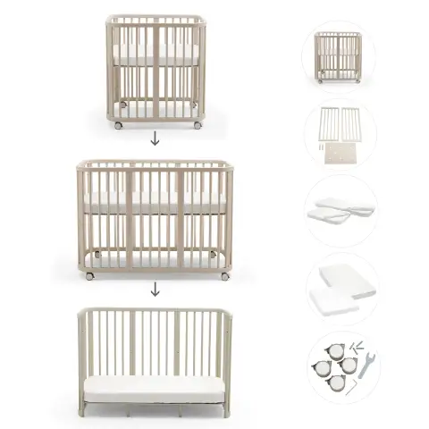 Stokke Nighti Culla Evolutiva Bundle 5in1 0-5 Anni Vanilla Whaite con Tessile bianco