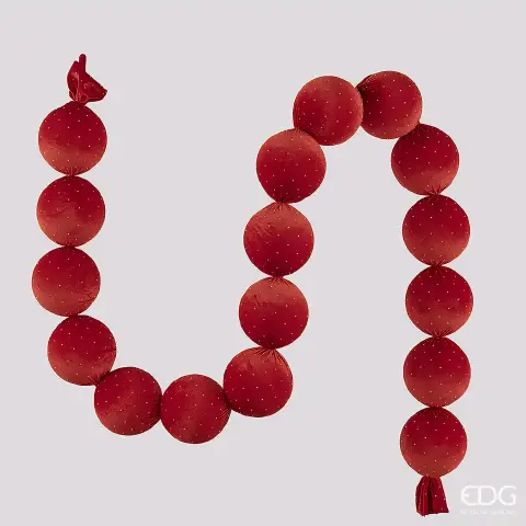 EDG Festone 17 Palle Velluto Rosso 180 cm