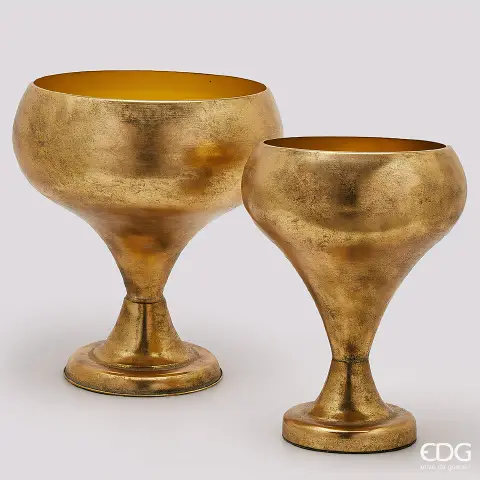 EDG Set 2 Vasi Trophy Coppa Oro in Metallo H48 cm