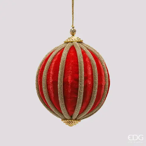 EDG Palla Velluto Spicchi Rossa D10 cm Natale