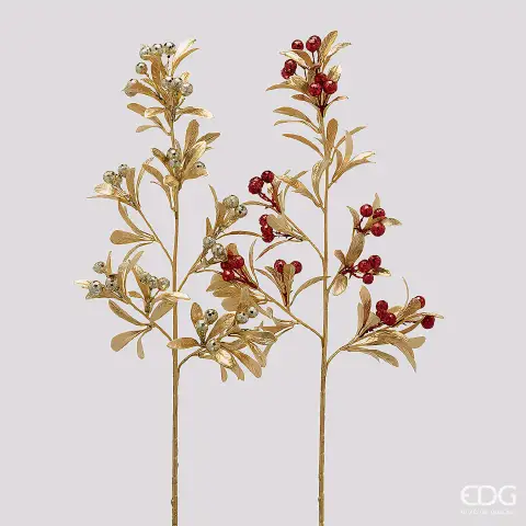 Natale Bacche Ramo con Foglie 2 Ass. H.75 C6 Red Gold