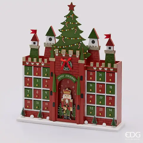 Natale Decoro Casetta Avvento H.44 L.37 L.10 C6 Green Red
