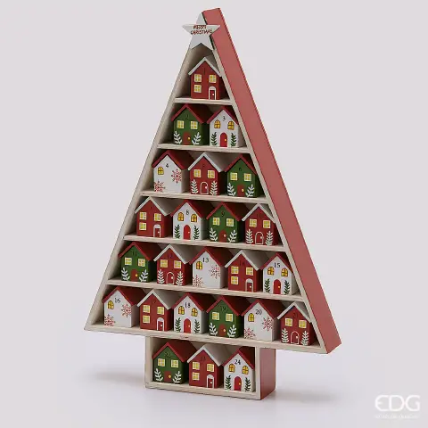 Natale Decoro Pino Avvento H.44,5 L.30,5 L.5,2 C6 White Red