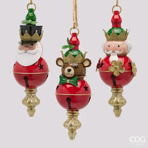 Natale Addobbo Babbo Soldatino Orso 3 Ass. H.29 L.10 L.10 C6 Green Red
