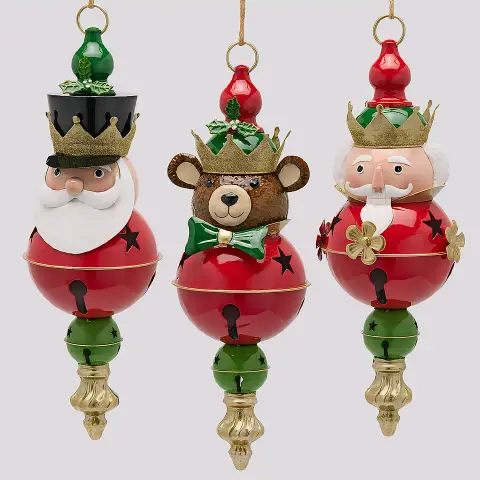 Natale Addobbo Babbo Soldatino Orso 3 Ass. H.40 L.14 L.14 C6 Green Red