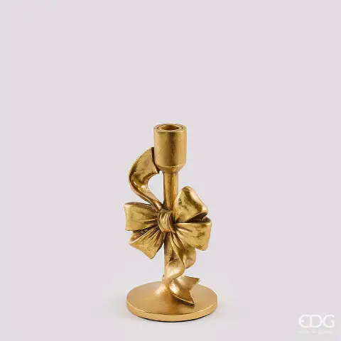 Natale Portacandela con Fiocco H.22 L.11 L.11 C6 Dark Gold