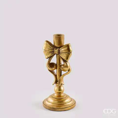 Natale Portacandela con Fiocco H.24 L.11.5 L.11.5 C6 Dark Gold