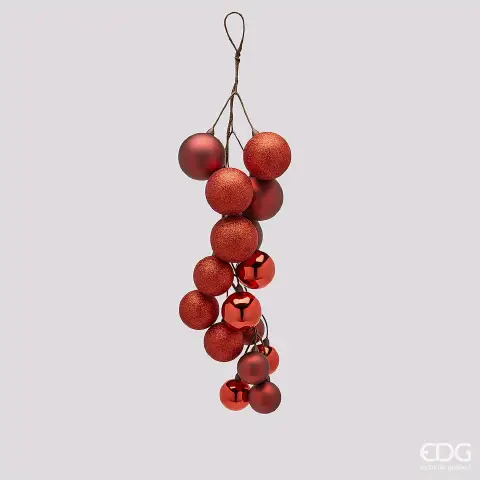 Natale Addobbo Grappolo con Palle Sr 16pz L.47 C6 Red