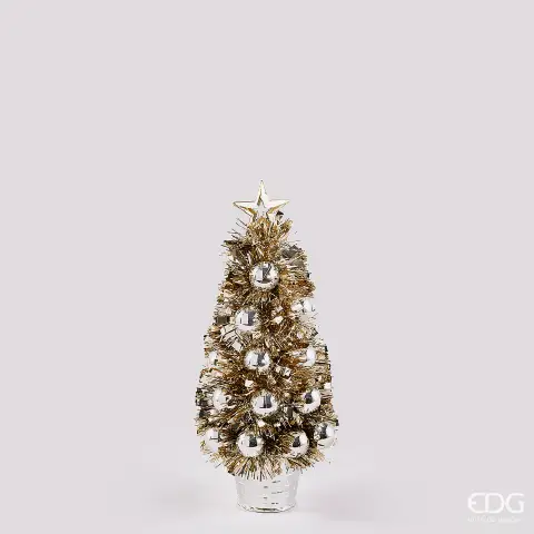 Natale Decoro Pino con Palle H.32 D.12 C6 Champagne