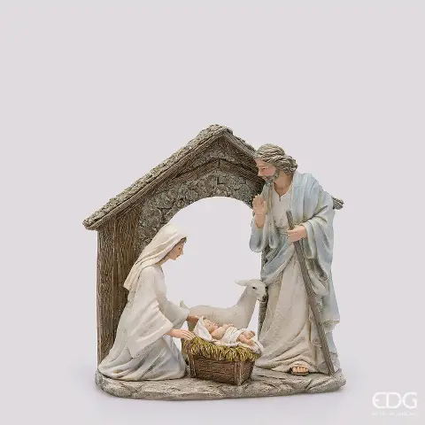 Natale Decoro Natività H.30 L.31 L.13 C6 White Blue