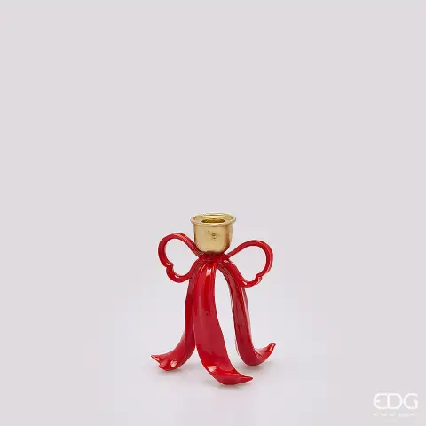 Natale Portacandela Fiocco H.16 L.12 L.11 C6 Red Gold