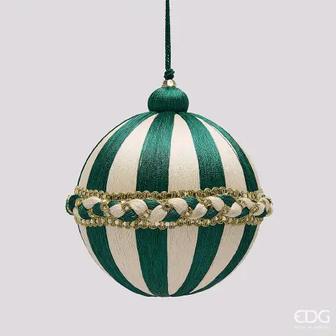 Natale Addobbo Palla Treccia D.12 C6 White Green
