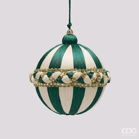 Natale Addobbo Palla Treccia D.10 C6 White Green