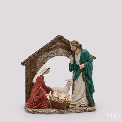 Natale Decoro Natività H.30 L.31 L.13 C6 Green Red