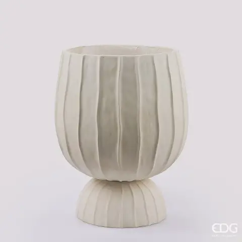 Natale Vaso Righe Bombato con Piede H.45 D.35 C4 White