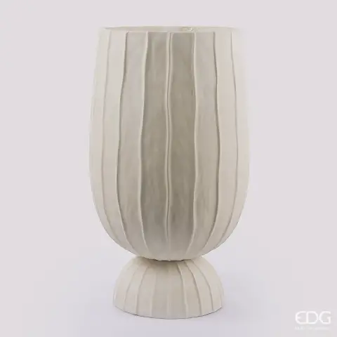Natale Vaso Righe Bombato con Piede H.60 D.35 C4 White
