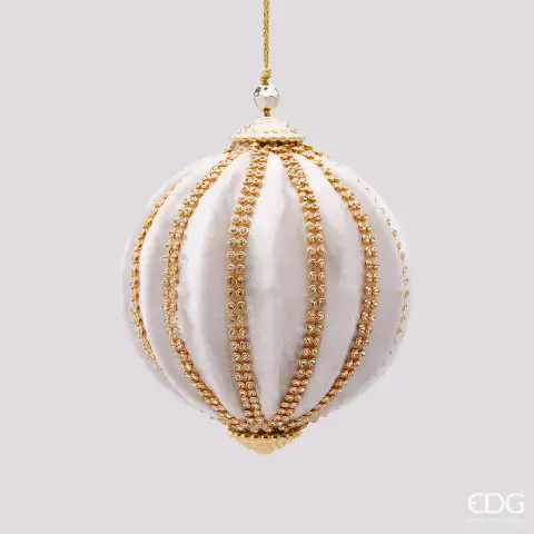 Natale Palla Spicchi Velluto D10 C3 Ivory