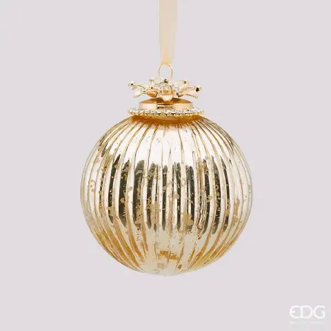 Natale Palla Vetro Gioiello Righe D10 C0 Gold