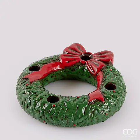 Natale Portacandela Ghirlanda X4 H.5.5 D.22 C5 Green Red