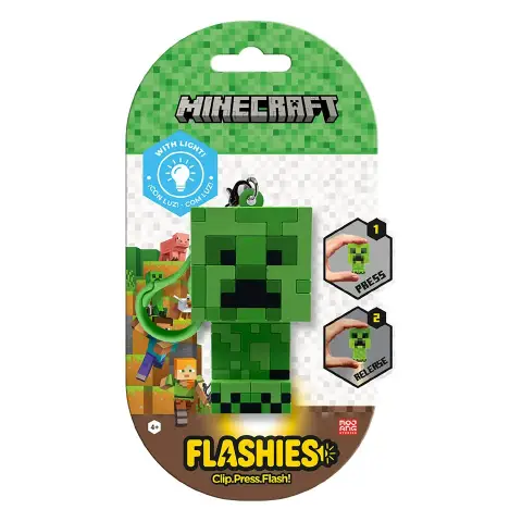 Minecraft Creeper Flashies Portachiavi 3D con Torcia LED