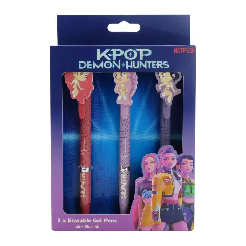 Confezione da 3 penne gel con inchiostro cancellabile - K-Pop Demon Hunters