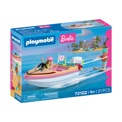 Playmobil 72122 x Barbie Barca dell'Avventura con Barbie, Ken e Wakeboard