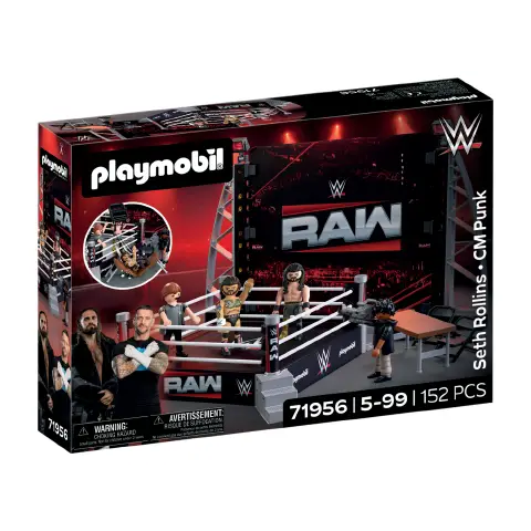 Playmobil 71956 WWE RAW Ring Collectors Set con CM Punk e Seth Rollins