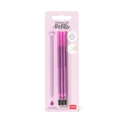 Legami - Refill per Penna Gel Cancellabile Viola, Set 3 Pezzi