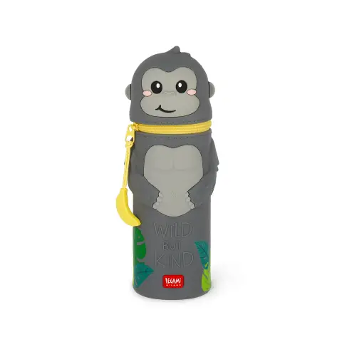 Legami - Kawaii Astuccio Scuola 2 in 1 in Morbido Silicone, Gorilla
