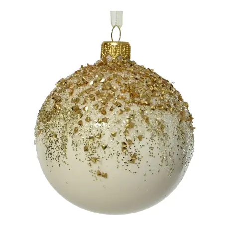 Pallina di Natale in Vetro Ø8 cm Bianca Effetto Sparkle