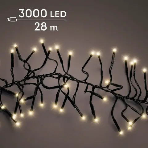 Luci di Natale LED Cluster 3000 LED 28 m Soft Gold
