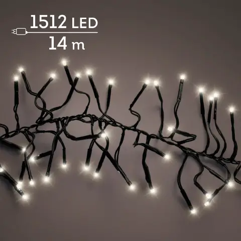 Luci di Natale LED Cluster 1512 LED 14 m Bianco Caldo
