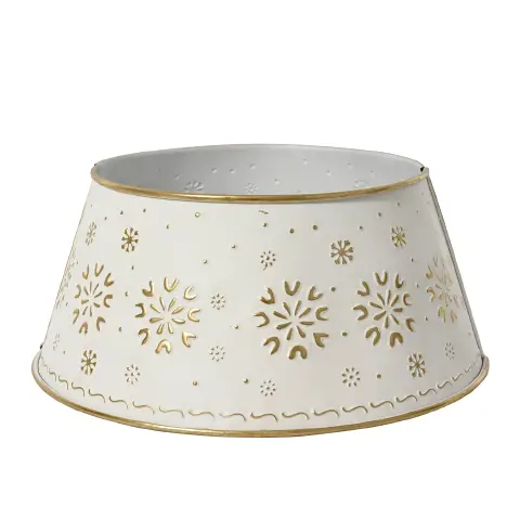 Copri Base Albero di Natale in Ferro Bianco e Oro Ø70 cm