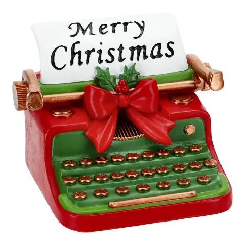 Decorazione Natalizia a Forma di Macchina da Scrivere Merry Christmas Multicolore 20,1x17,4x16,2 cm
