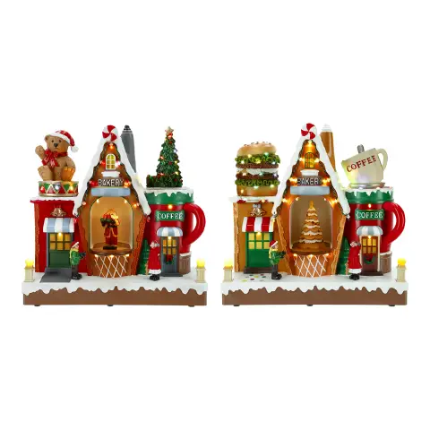 Natale Bakery 2 Assortiti 29,5 cm con Adattatore e LED Multicolore