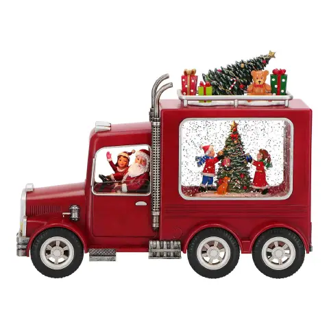 Camion Natalizio con Scena Animata, Effetto Neve e LED a Batteria