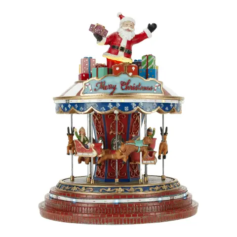 Carosello Natalizio Animato con Babbo Natale, Renne e LED