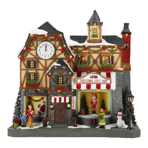 Villaggio Natalizio Animato Christmas Gift Shop 41 cm LED