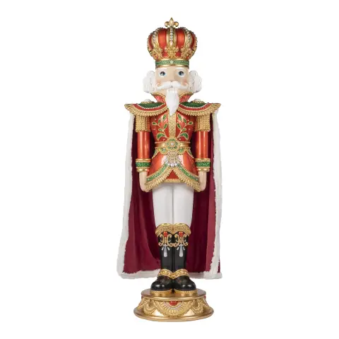 Natale Schiaccianoci 150 cm con Mantello Effetto Pelliccia e LED
