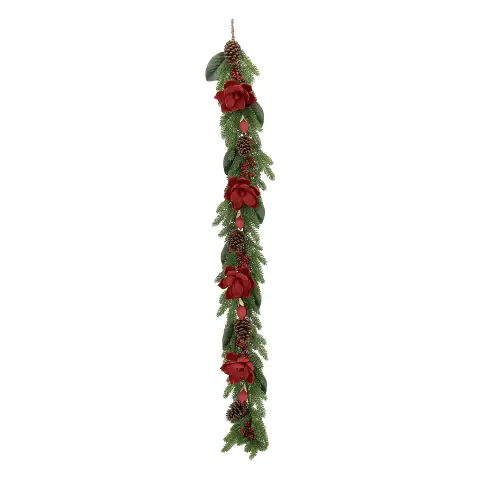 Boa Natalizia Fleury Rosso con Pigne 180 Cm