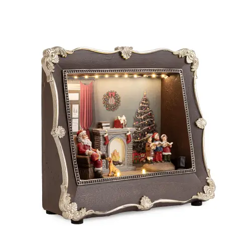 Decorazione Cornice Holly Babbo Natale con LED
