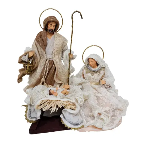 Sacra Famiglia Loyal Naturale con Base 33 Cm
