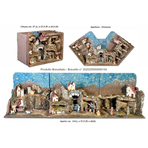 PRESELIBRO Presepe Apribile con Grotta 141x37,5x42 cm