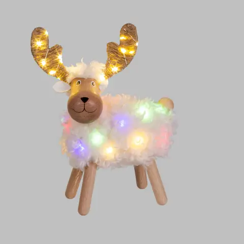 Pecorenna Decorazione Natalizia in Legno con 50 MicroLED Dual Color